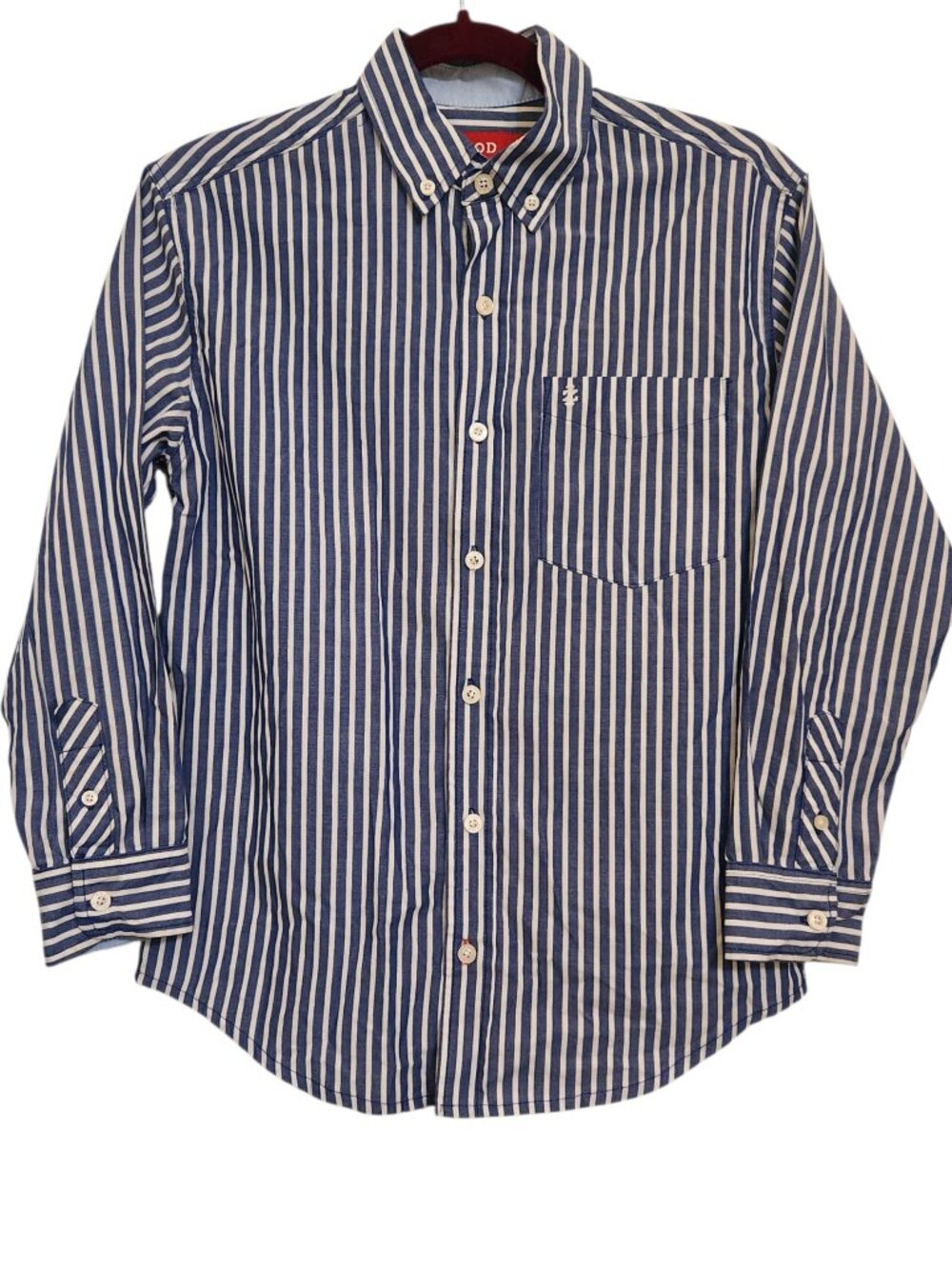 IZOD Boy's Blue & White Stripe Button Shirt Size M (10-12)